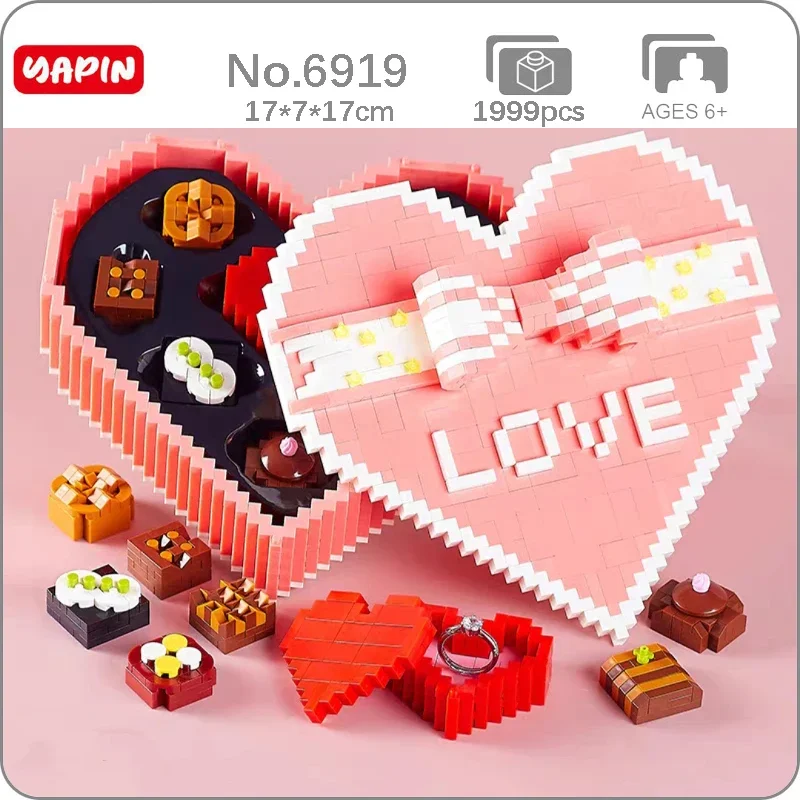 

YP 6919 Wedding Love Sweet Heart Chocolate Bow Star Storage Case DIY Mini Diamond Blocks Bricks Building Toy For Children No Box