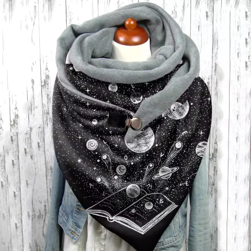 

Fashion Shawls Casual Button Wrap Warm Scarves Women Soft Printing Scarf Cable Scarf