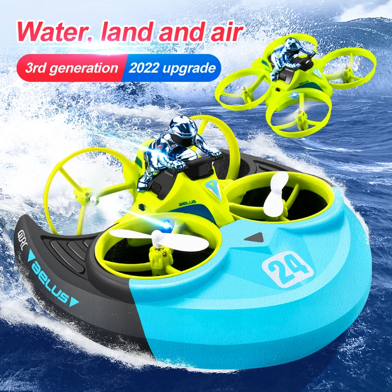 2025 Mini RC Drone Telecomando Ricaricabile 3 in 1 Quadcopter Barca 2.4G Giocattoli elicottero RC portatili