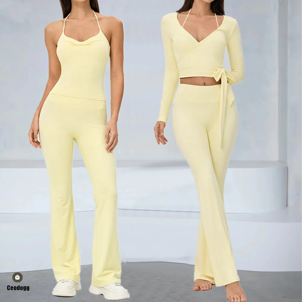 2/3PCS Gym Yoga Set Women Clothes Workout Outfits Fitness Sportswear Wide Leg Straight Pants Tracksuit Sports Tank Suit XP382