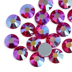 Stunning Lt.Siam AB hot fix crystals strass flat back rhinestones hotfix stones for needlework wedding dress glitters decoration