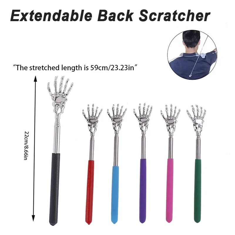 Extendable Back Scratcher Stainless Steel Scratching Massage Tool Ghost Design Portable Metal Extending Back Scratcher