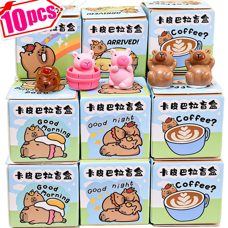 1-10PCS Cartoon Pink Capybara Doll Blind Box Hand-made Toy Resin Desktop Ornaments Capybara Doll Children's Decorative Gifts Toy