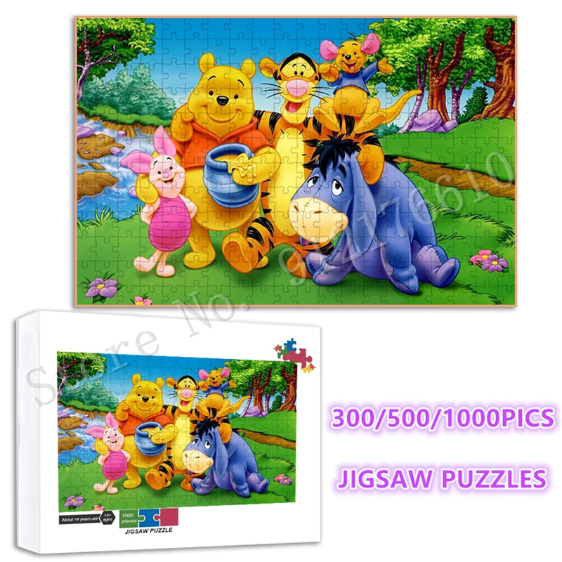 Winnie The Pooh Puzzles for Adults Disney Cartoon Movies Tiger 300/500/1000 Pieces Jigsaw Puzzles Modern Murals Gift Home Decor