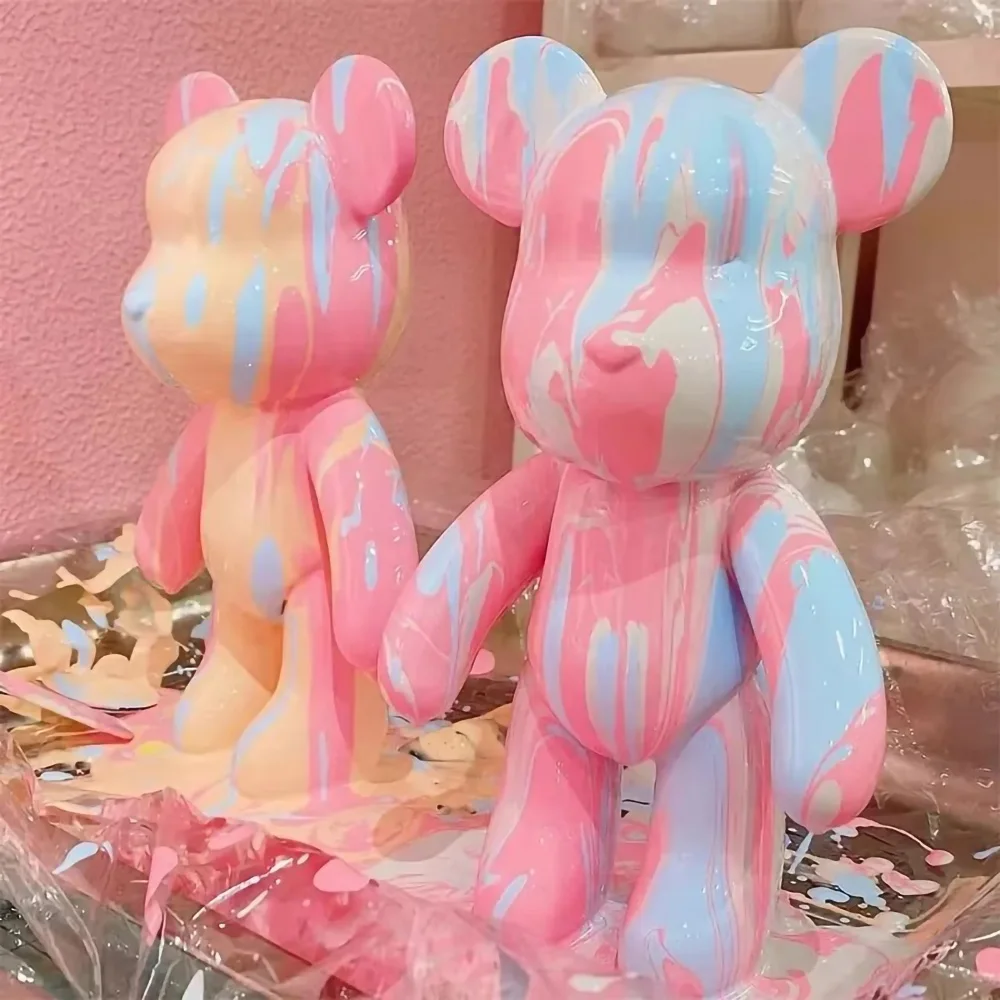 Fluid Bear Rabbit Sculpture DIY Handmade Violent Bear White Blank Mold Doll Toy Graffiti Painting Ornaments Gift Home Decor