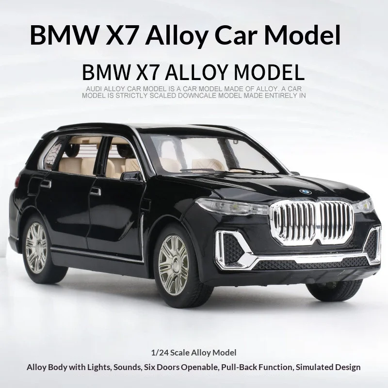 1:24 BMW X7 SUV Auto Modell Druckguss Fahrzeuge Legierung Spielzeug Simulation Mit Sechs Türen Geöffnet Sound & Licht Auto Spielzeug Geschenke für Kinder