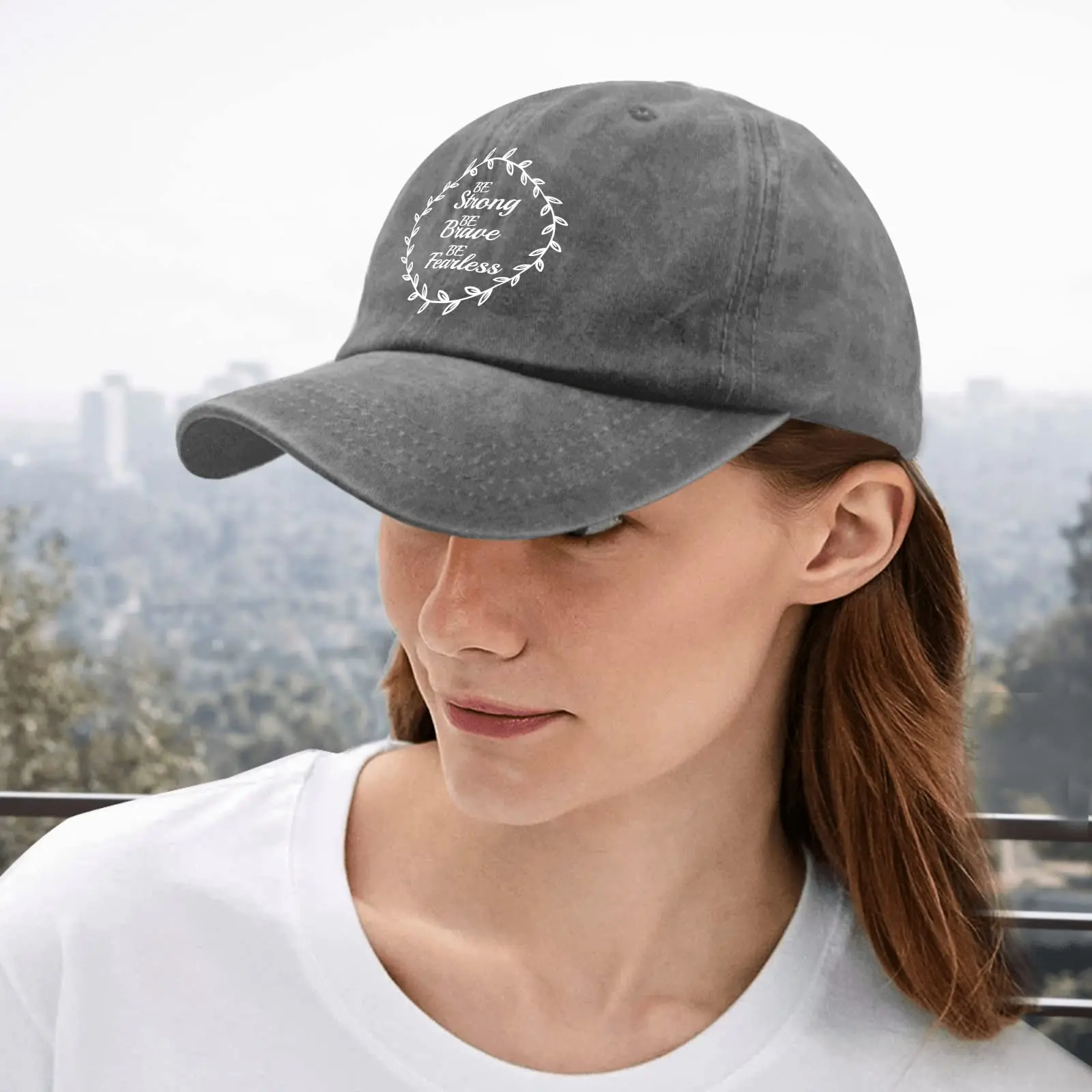 Gorra de béisbol be Strong be Brave para mujer y hombre, sombrero de papá de mezclilla divertido, gorras ajustables de camionero