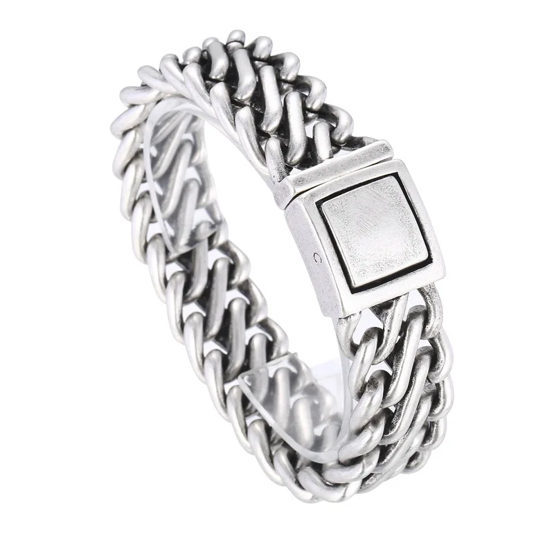 20mm Heavy Punk Retro Matte Black Curb Cuban Chain Bracelet Men Women Hiphop Rock Stainless Steel Bike Biker Bangle Jewelry