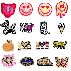 Sexy Leopard Print PVC Tamancos para Mulheres, Sapatos Encantos, Acessórios de PVC, Sandálias Pins, Decorar, Presentes de Festa para Meninas, 16Pcs