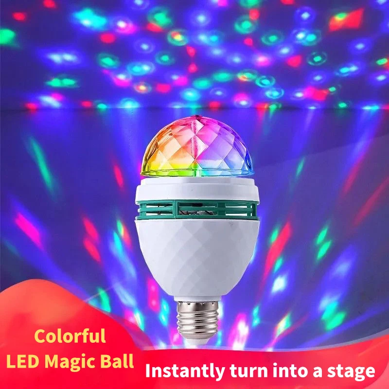 Luz LED de discoteca giratoria automática para escenario, lámpara de ampolla RGB colorida E27, 9W, 6W, decodificación de luz de fiesta para iluminación del hogar