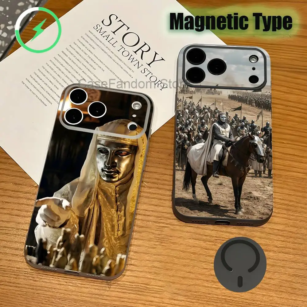 

Cool Baldwin IV of Jerusalem For iPhone 17,16,15,14,13,12,11,Pro,Max,Plus Magnetic Wireless Charging Transparent gray Phone Case