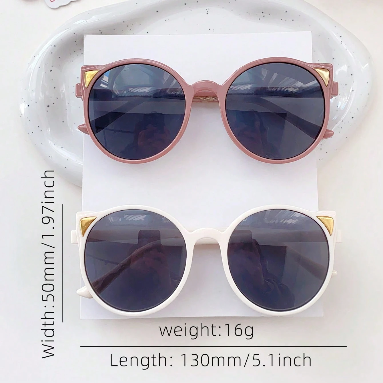 2Pcs  Cute Fashion Gold Colors Cat Ears  Fashion Glasses  Protection Eyewear,Card Only Show,Don't Shipping