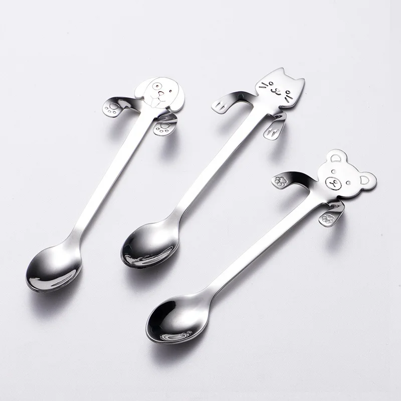 1/3/6PCS Cute Cat Spoon Long Handle Spoons Flatware Drinking Tools Kitchen Gadgets