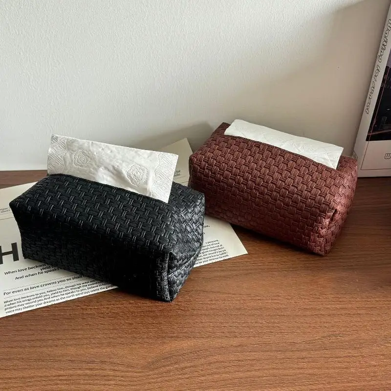 Vine Patterned Tissue Box Waterproof Leather Drawer: Storage Living Room Bedroom Car Mounted Large
