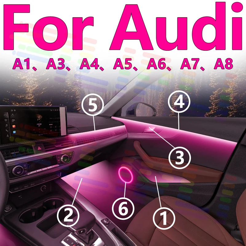 

For Audi A1 A3 A4 A5 A6 A7 A8 - Symphony LED Interior Ambient Light Kit, Create a Magical and Enchanting Atmosphere in Your Car
