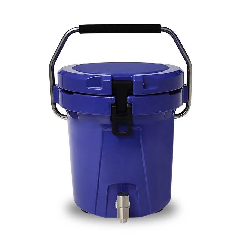 

Durable outdoor ice bucket water cooler beverage cooler with camping and hiking faucet