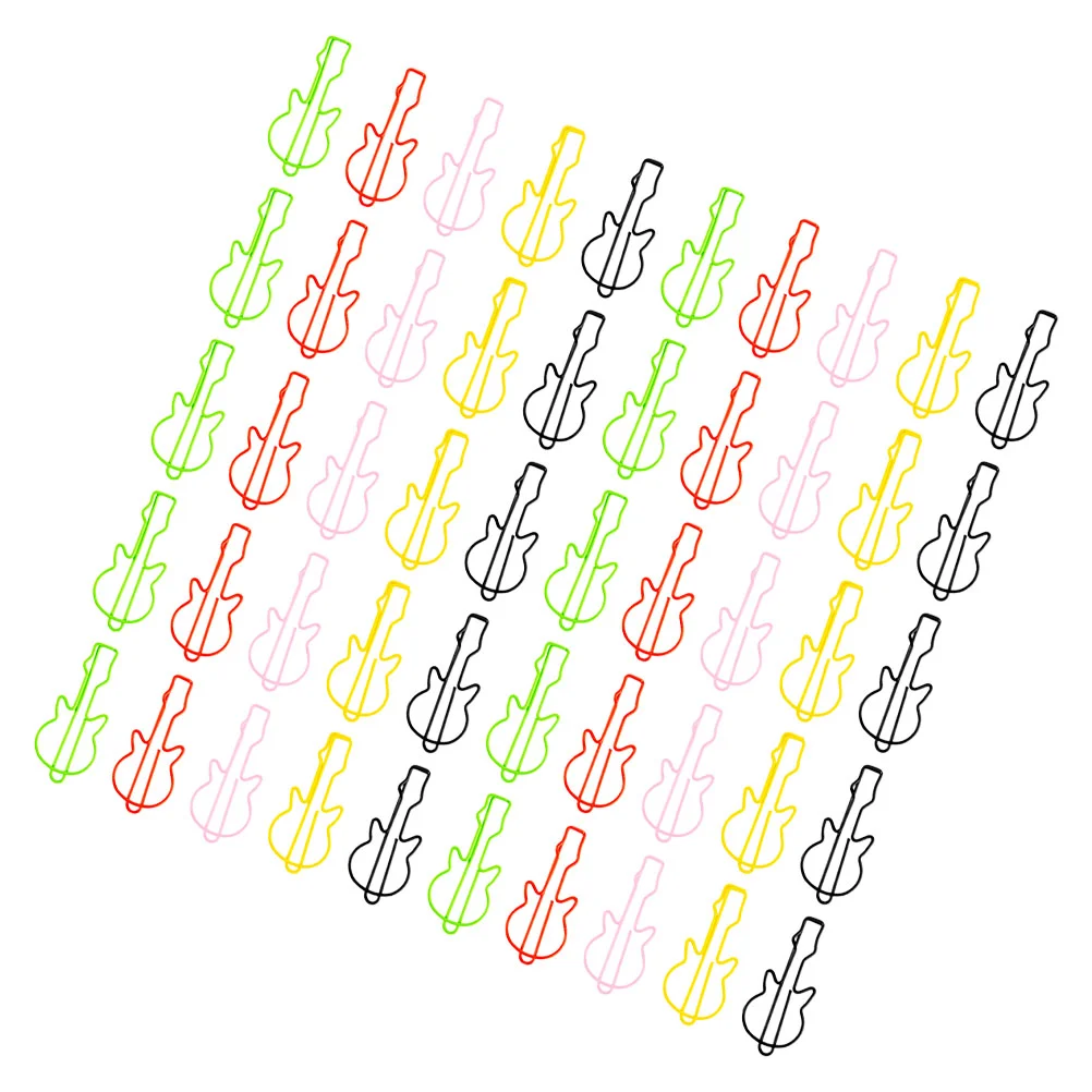 50 Pcs Guitar Paper Clip Bookmarks Metal Colorful Page Holder Decorative Clips Holders for Reading Office