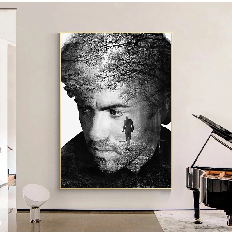 Modern George Michael Music Singer Abstract Art Canvas Posters and Print Pictures for Living Room Bedroom Home Decoration