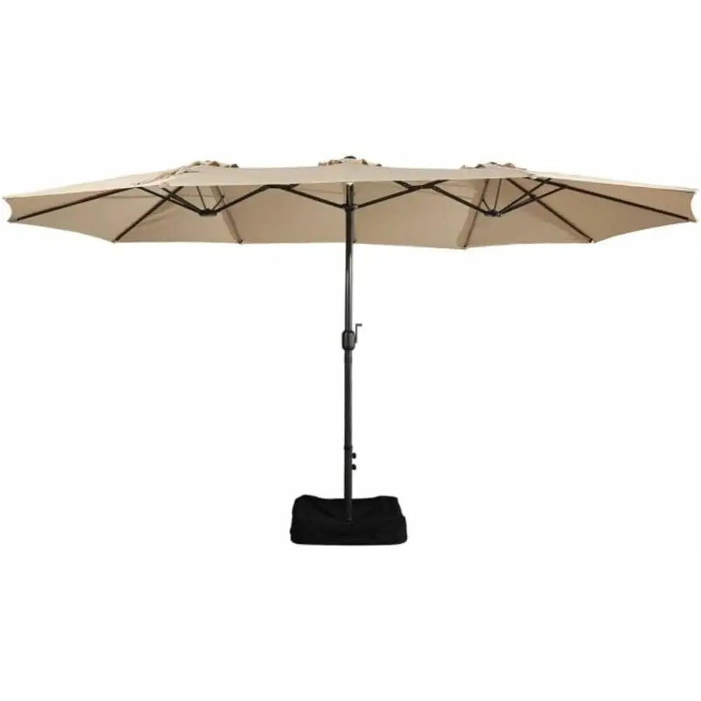 

Зонт для патио с регулируемой высотой, двусторонний, с ручкой, бежевый, всепогодный, 4,6 м x 2,7 м, с антикоррозийным основанием