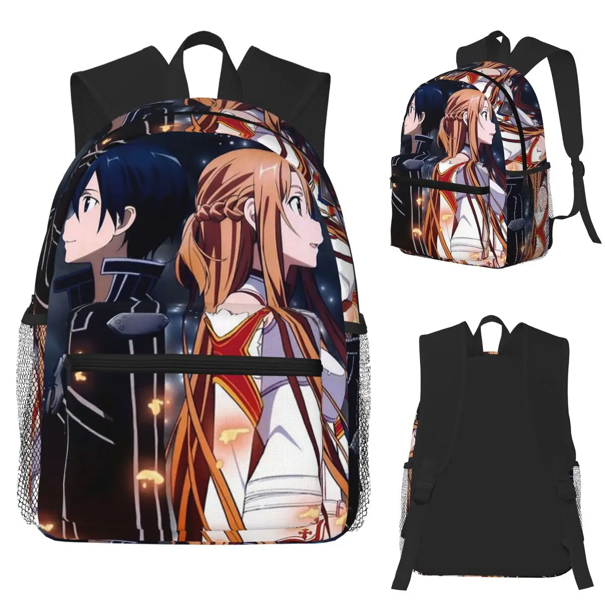

Sword Art Online Kirito And Asuna Student Backpack School Bag Hiking Travel Daypack for Men Women Fashion Bookbag Shoulder Bags