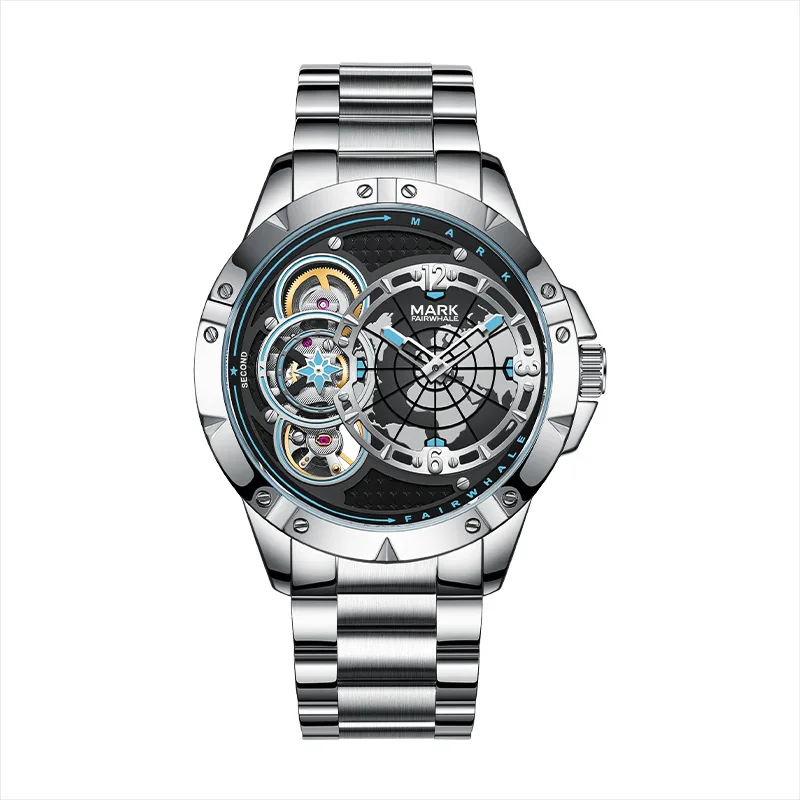 New Casual Business Automatic Mechanical Wristwatch Hollow out Transparent Bottom Design Elegant Timepiece