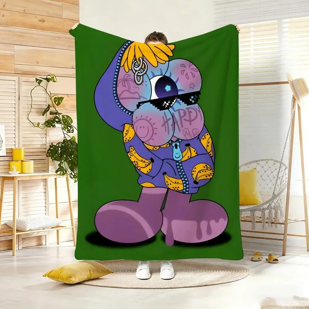Art F-Flower Eyed Street Toy Throw Lightweight  Flannel Blanket Soft Skin-friendly for Summer Cooling