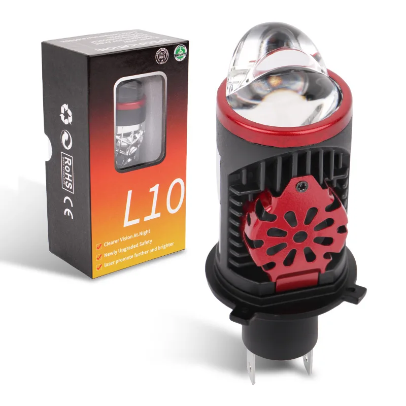 

Светодиодная лампа для мотоциклетной фары H4 100 Вт, L10 Bi-LED с линзой-проектором, двухрежимная (ближний/дальний свет), ультраяркая, для модернизации передней фары