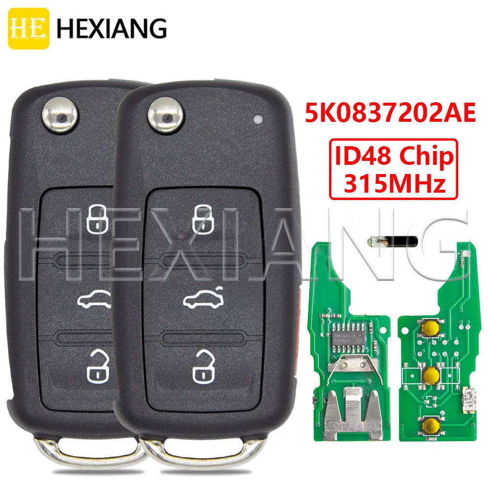 

HE 315MHz ID48 Chip 5K0837202AE Car Remote Key For VW Volkswagen Jetta Golf Touran Beetle Caddy Passat Tiguan Eos Gti Tiguan