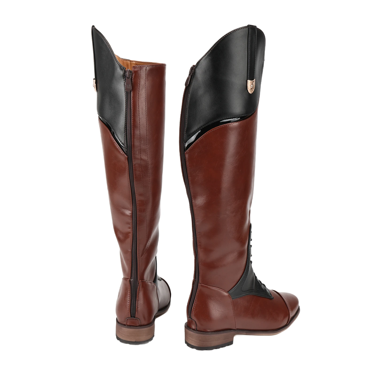 Mittelalterliche Piratenstiefel, spitzer Zehenbereich, dicker Absatz, Reißverschluss, Ritter-Pferdestiefel, kniehohe Cosplay-Schuhe für Erwachsene, Halloween-Kostüm-Schuhe