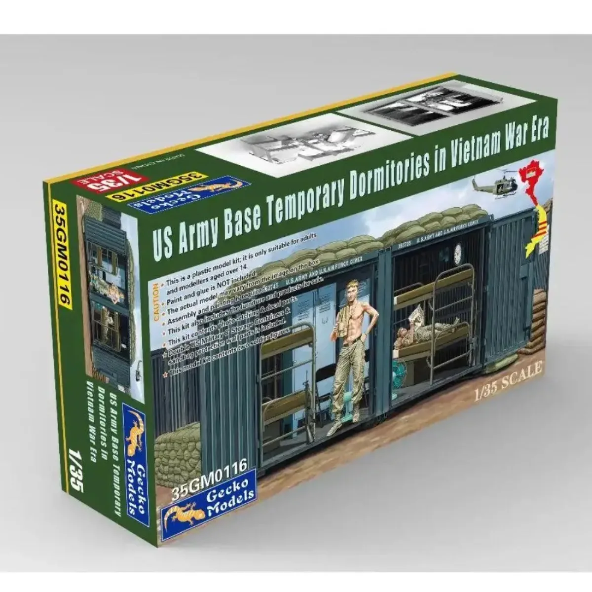 

Gecko 35GM0116 1/35 US Army Base Temporary Dormitories in (Vietnam War Era) Assembly Plastics Model Kit Custom Collectible