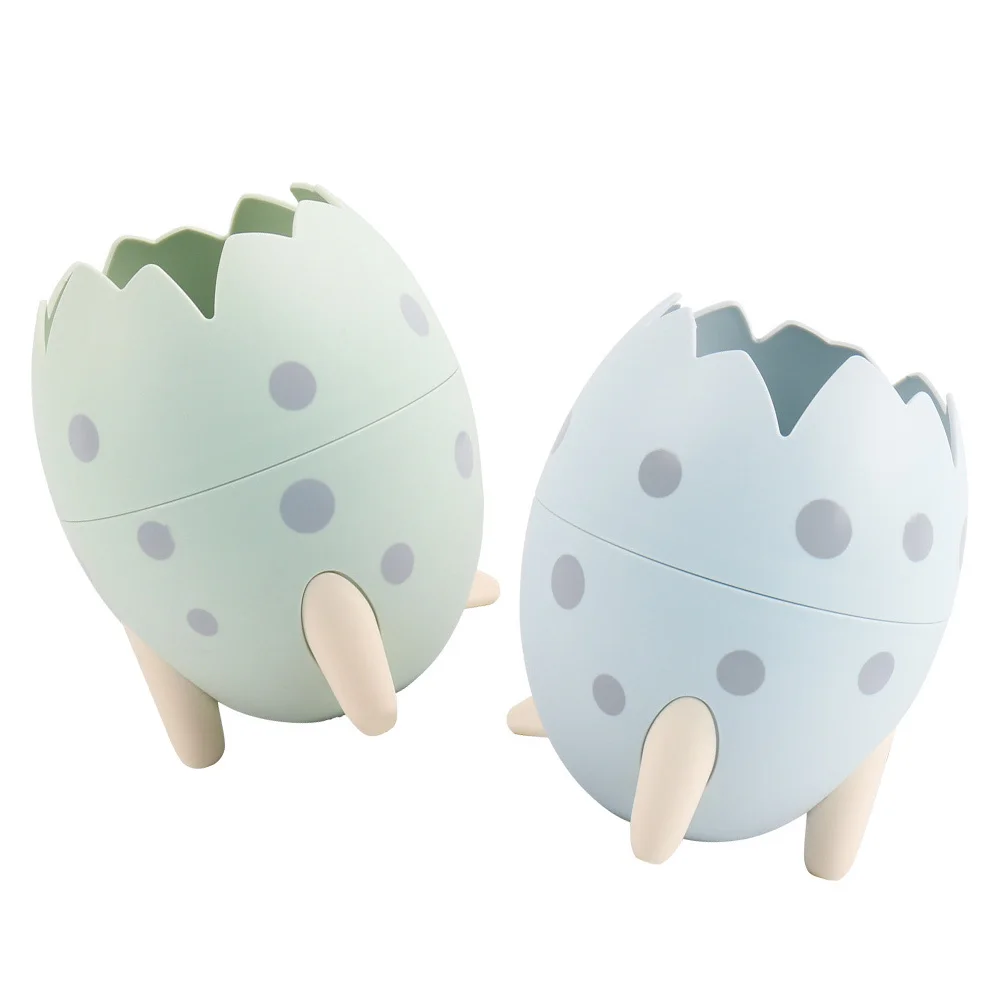 

2Pcs Dinosaur Egg Shape Pen Holder Plastic Stationery Organizer Desk Pen Container School Home Office Storage Box