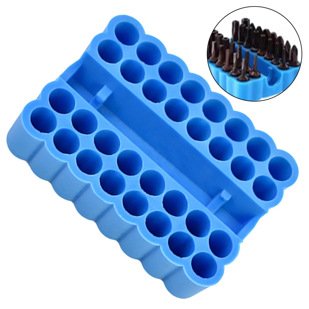 32Holes Bit Organiser Hex Shank Screwdriver Bits Holder Plastic Storage Tray Organizer Compact Tool Portable Bits Rack