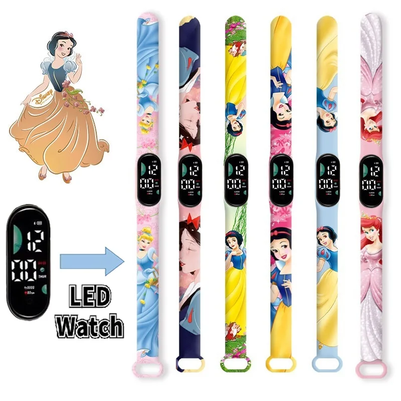 

Disney Snow White children's watches anime Belle princess LED touch waterproof electronic kids watch Festive gift