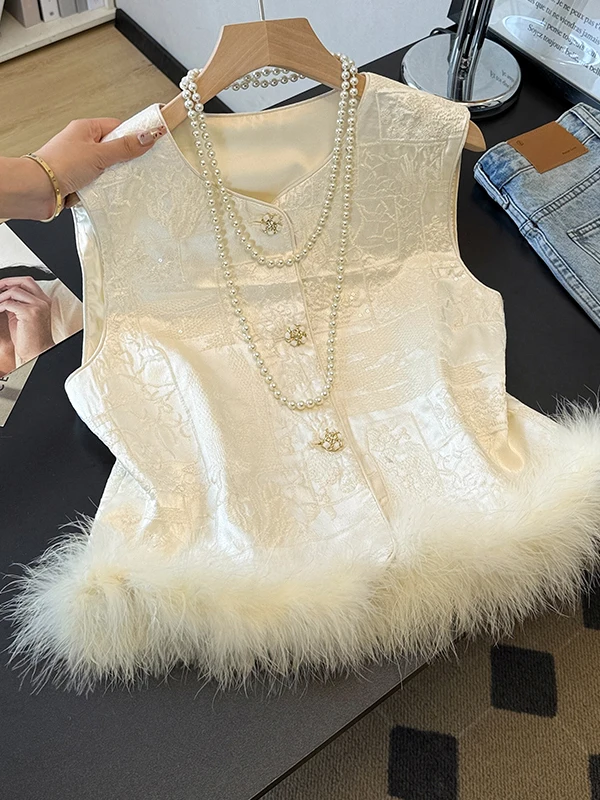 

Новый китайский жилет с тяжелой вышивкой, женский осенне-зимний роскошный жилет с блестками, топ Jaet