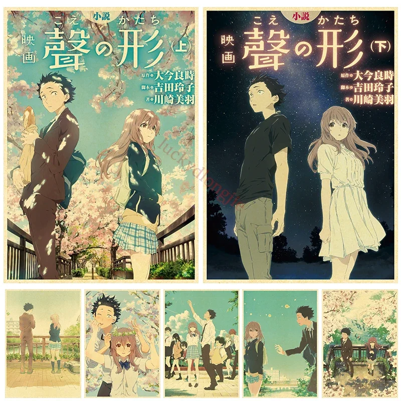 Anime Poster A Silent Voice Posters Retro Kraft Paper Vintage Home Decor Painting Living Picture Gift Wall Stickers Cafe