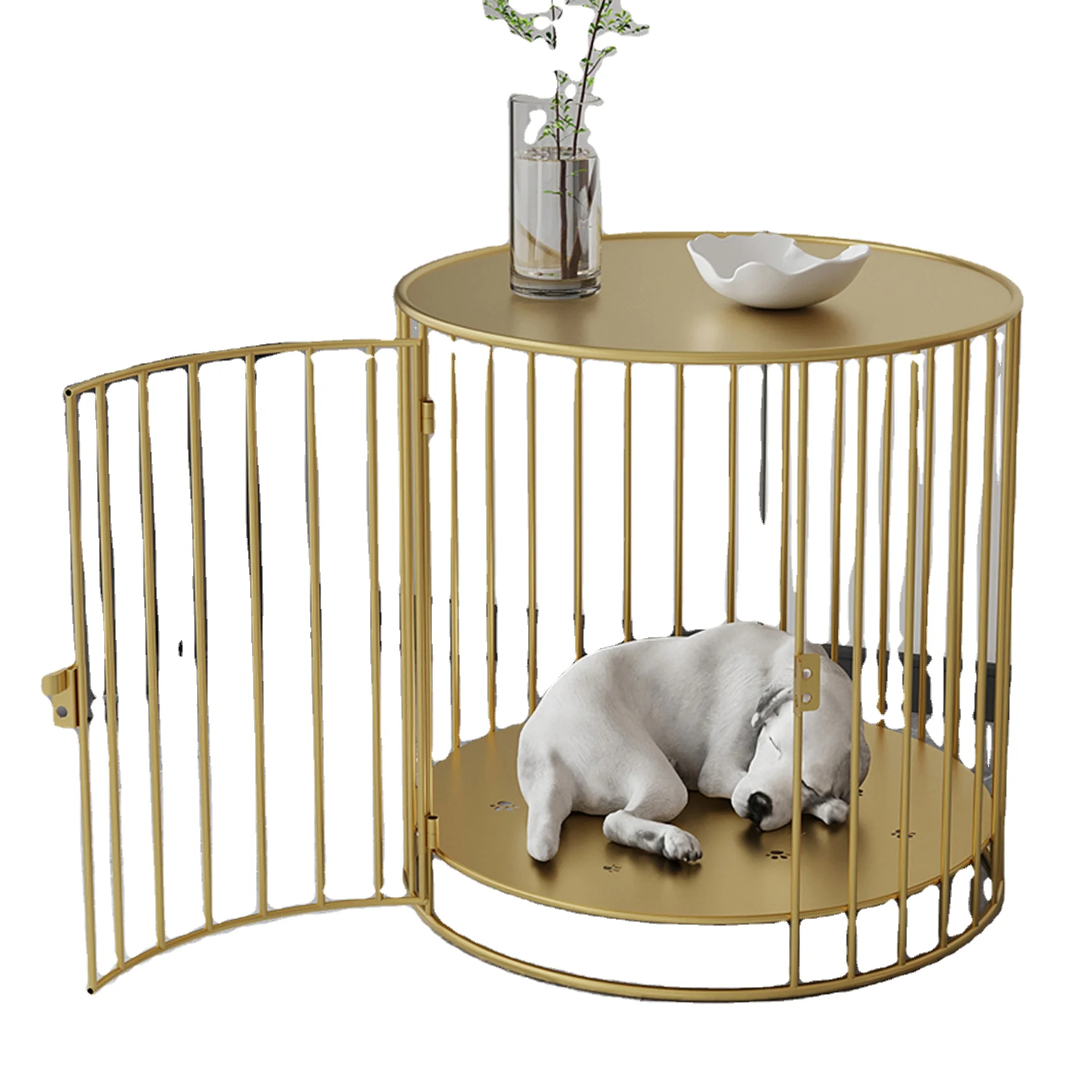 

MOFESIPI Heavy Duty Round Dog Cage Metal Kennel and Crate for Small Medium and Large Dogs Easy to Install Anti Bite Pet Cage