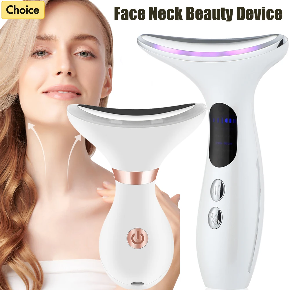 EMS Microcurrent Face Neck Beauty Device LED Photon Therapy Vibration Facial Lifting Massager Anti Wrinkle Reduce Double Chin