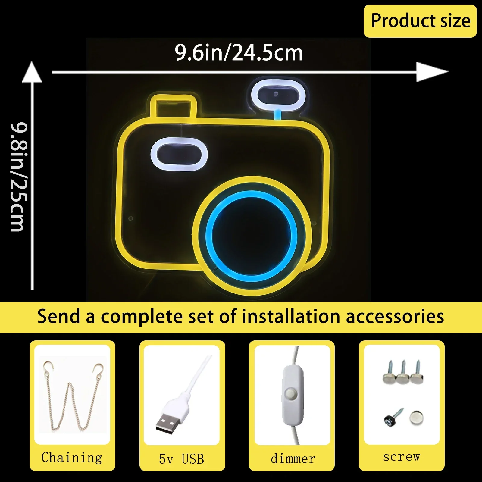 Lampu Neon dekorasi kustom lampu gantung dinding seni dekorasi kamera hidup Led lampu Neon tanda untuk dinding ruang toko hadiah ulang tahun tanda Neon