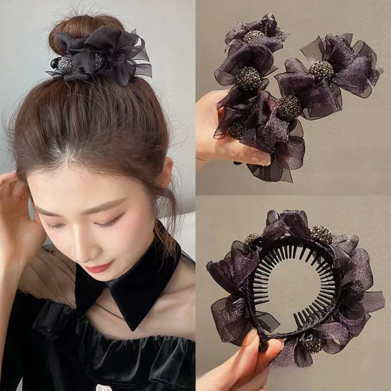 Purple Rhinestone High Ponytail Hair Claw Clip Grab Clip Large Shark Clip Hair Accessories for Women Elegant Barrettes Headdress