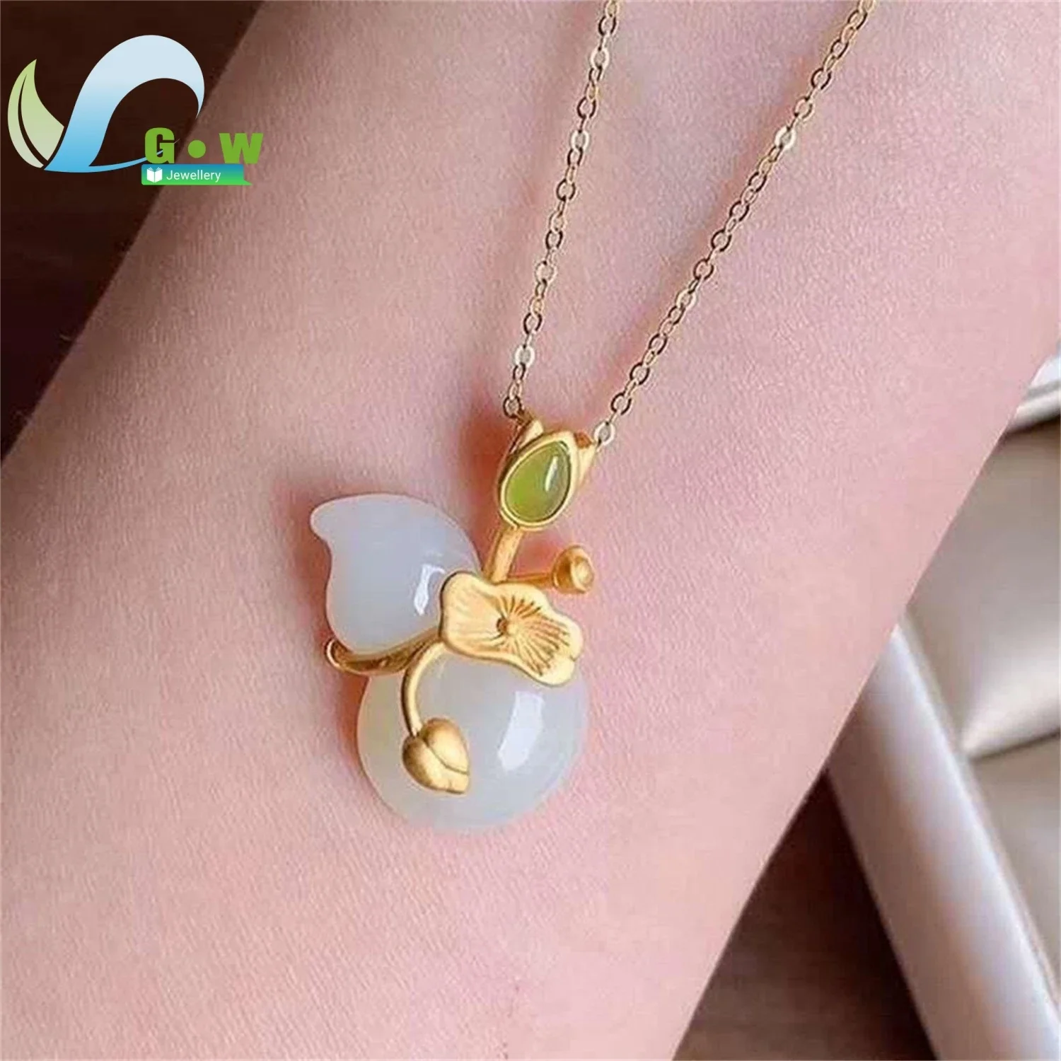 New Lotus Leaf Safety Buckle Necklace Women Jewelry Buddhist Inspired Pendant Gift for Her Anniversary Everyday Elegant Necklace