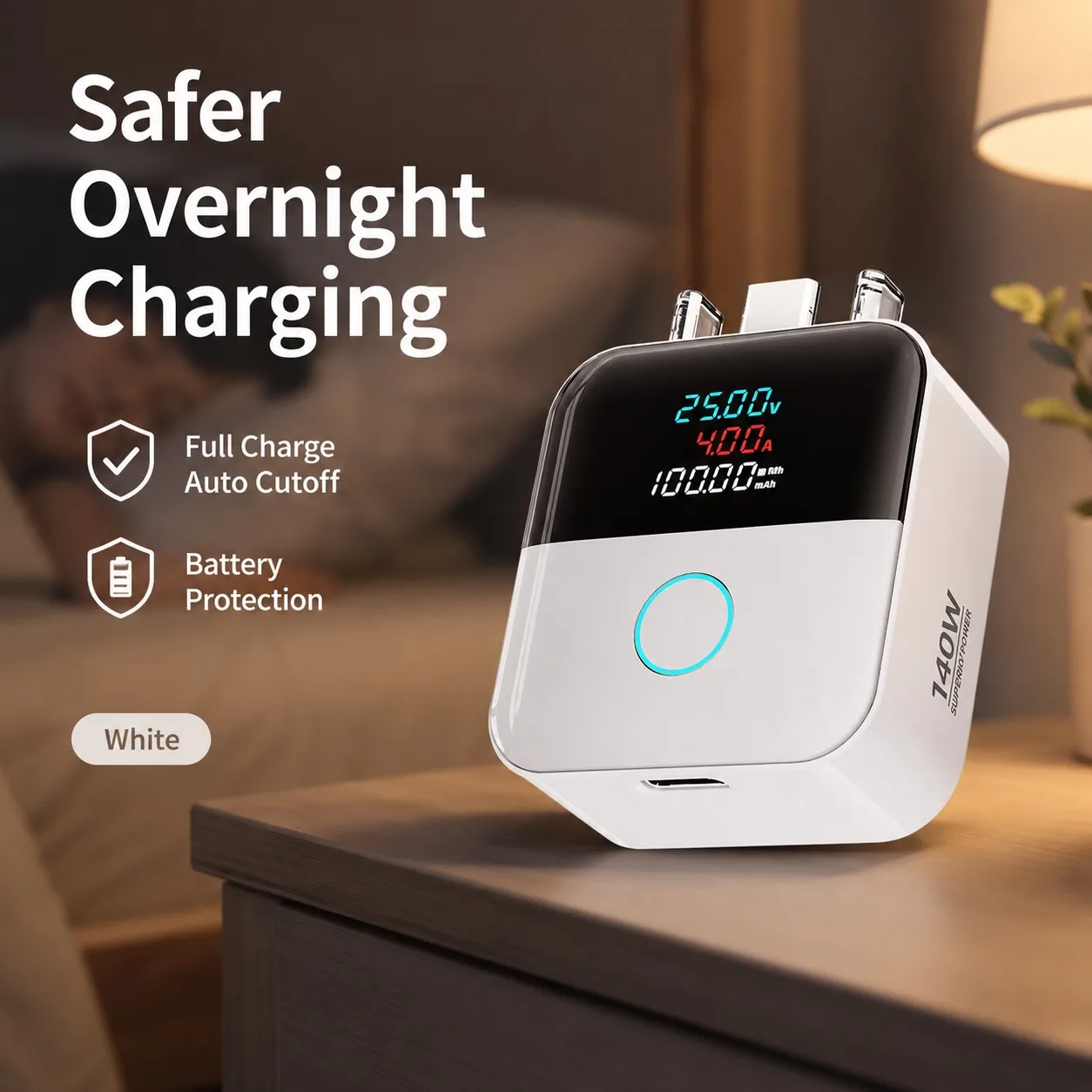 Full-Capacity Separator For Phone Safety 140W PD Fast Charging Automatic Power-Off Anti-Overcharge Protection Safe Charging