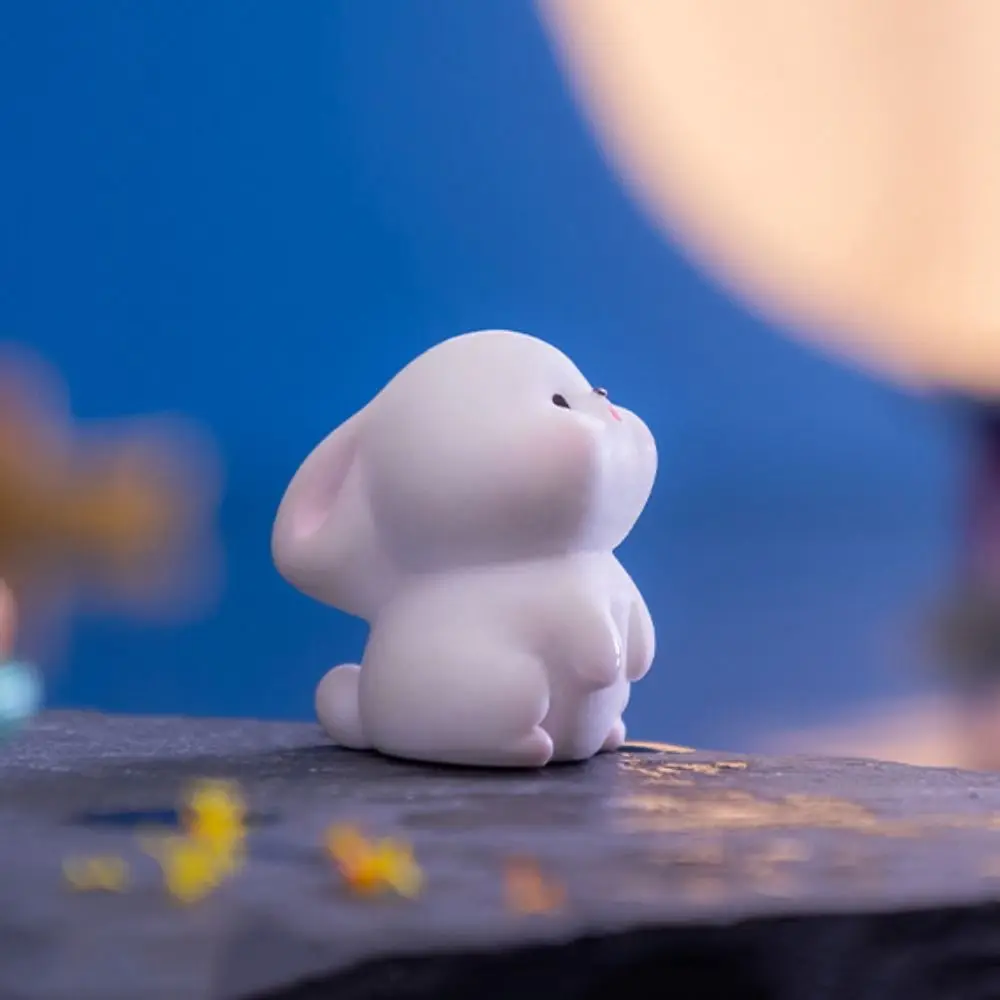 Cute Chinese Style Mooncake Rabbit Ornament Cartoon Mini Miniature Rabbit Figurine Resin Bunny Micro Landscape Fairy Garden