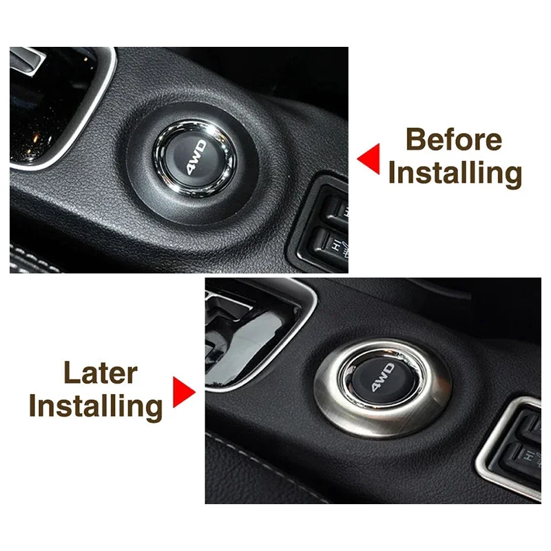 Stainless Steel 4WD Button Decoration Sticker For Mitsubishi Outlander 2013 2014 2015 Car Decal Accessories