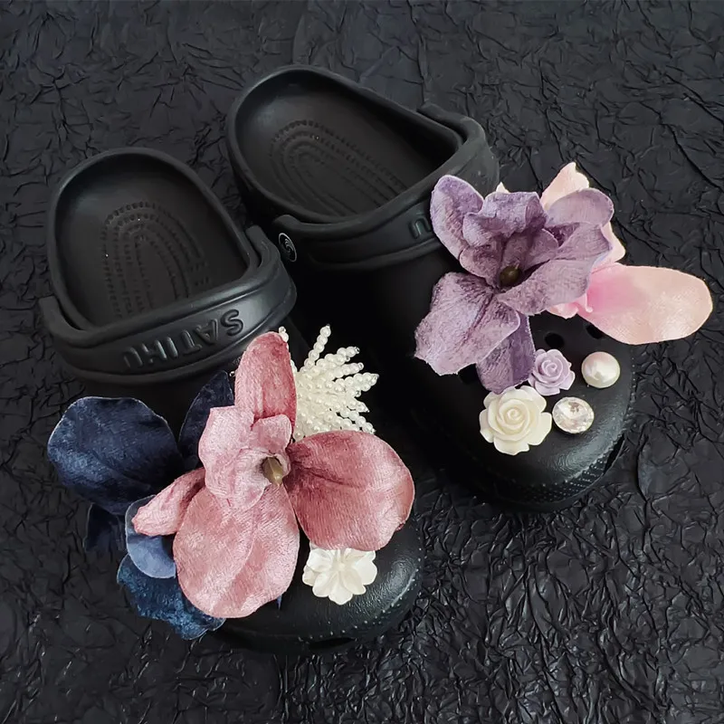 Fabric Butterfly Bow Sports Sandals  Accessory DIY Artificial Flower Decorative Accessory Shoe Flower Slippers Color Buckles