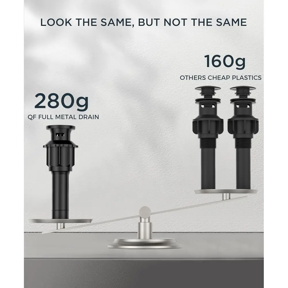صنبور حمام بمقبضين واسع النطاق 8 باللون الأسود غير اللامع مع تصريف منبثق لـ 6-12 حوضًا #5