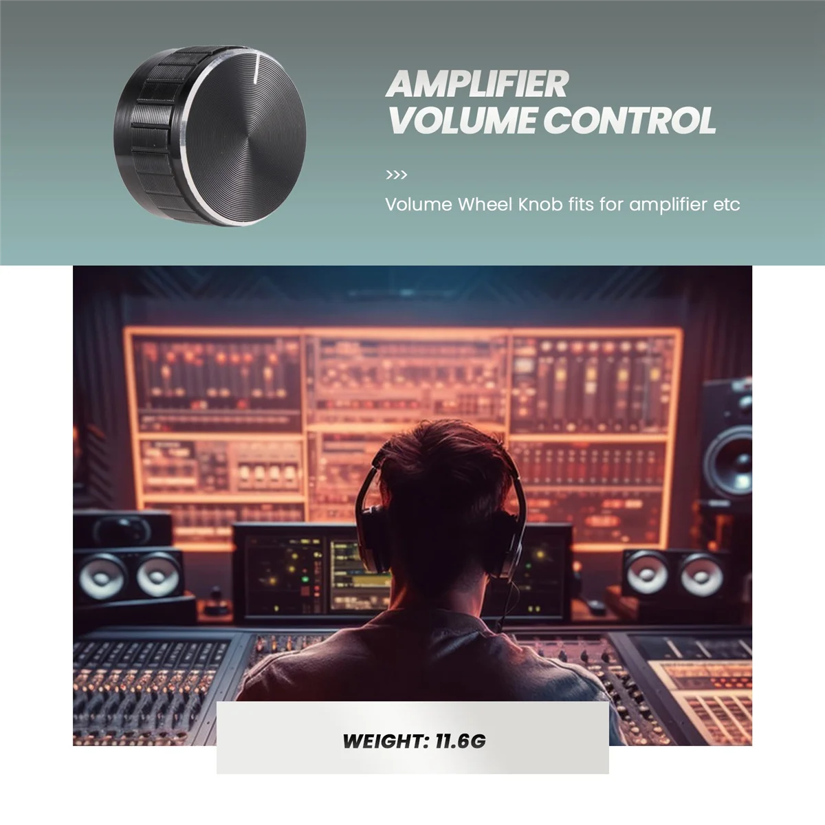 Black Aluminum Volume Control Amplifier Knob Wheel image 4