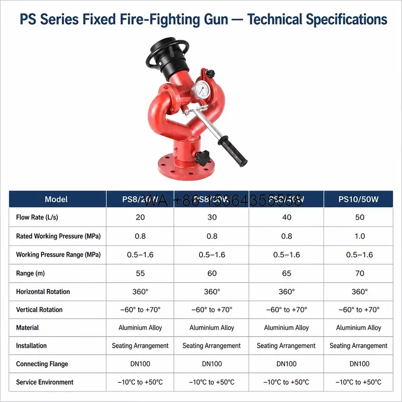 Wmwmnu for Tianxing PS Series Fixed Fire Fire Fighting DN100 DN80 Aluminum Alloy Durable Flexible Flow Rate 20 30