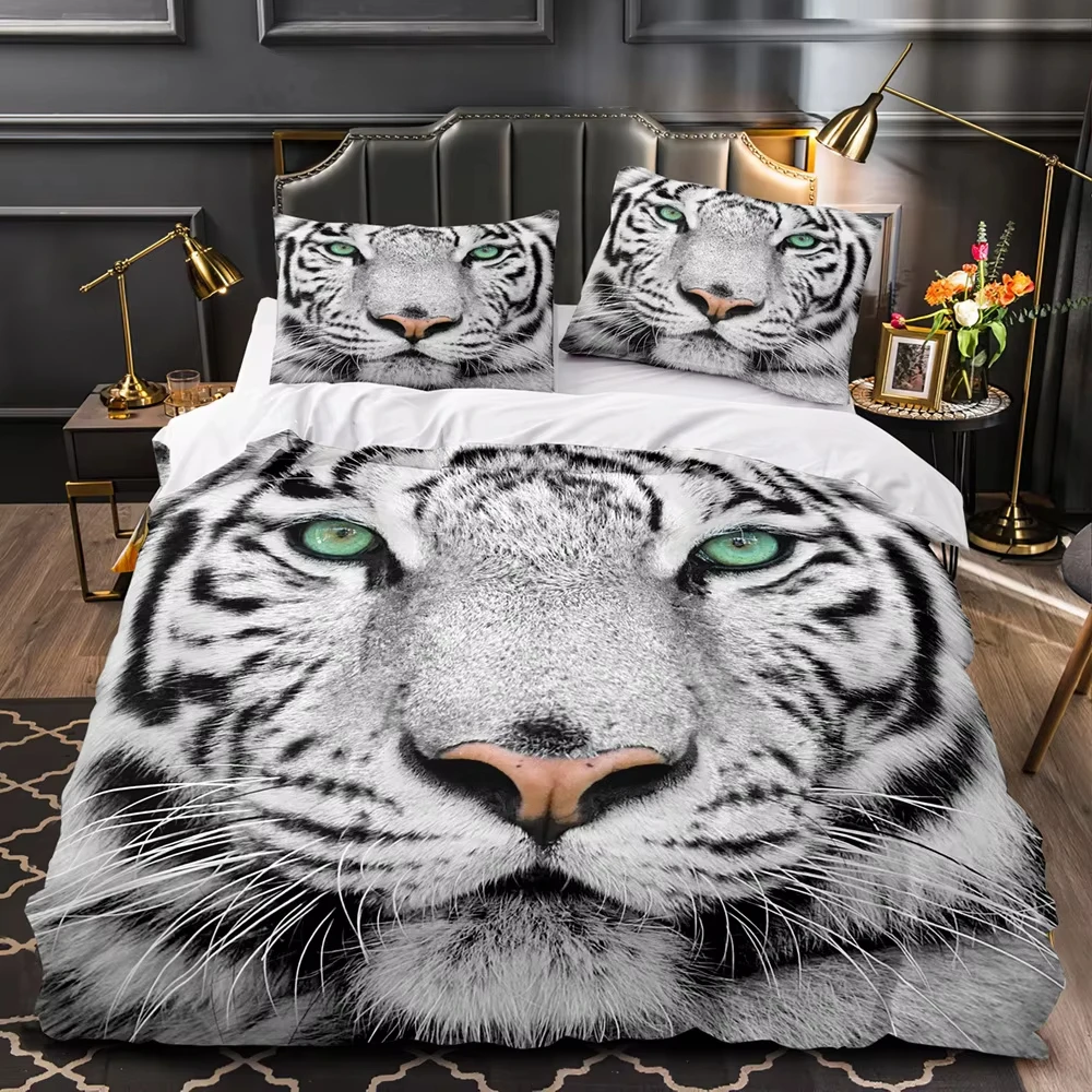 Tiger Bedding Set Wild Animal Tiger Duvet Cover for Adult Women Wildlife Print Comforter Cover Western Farmhouse Bedspread Cover