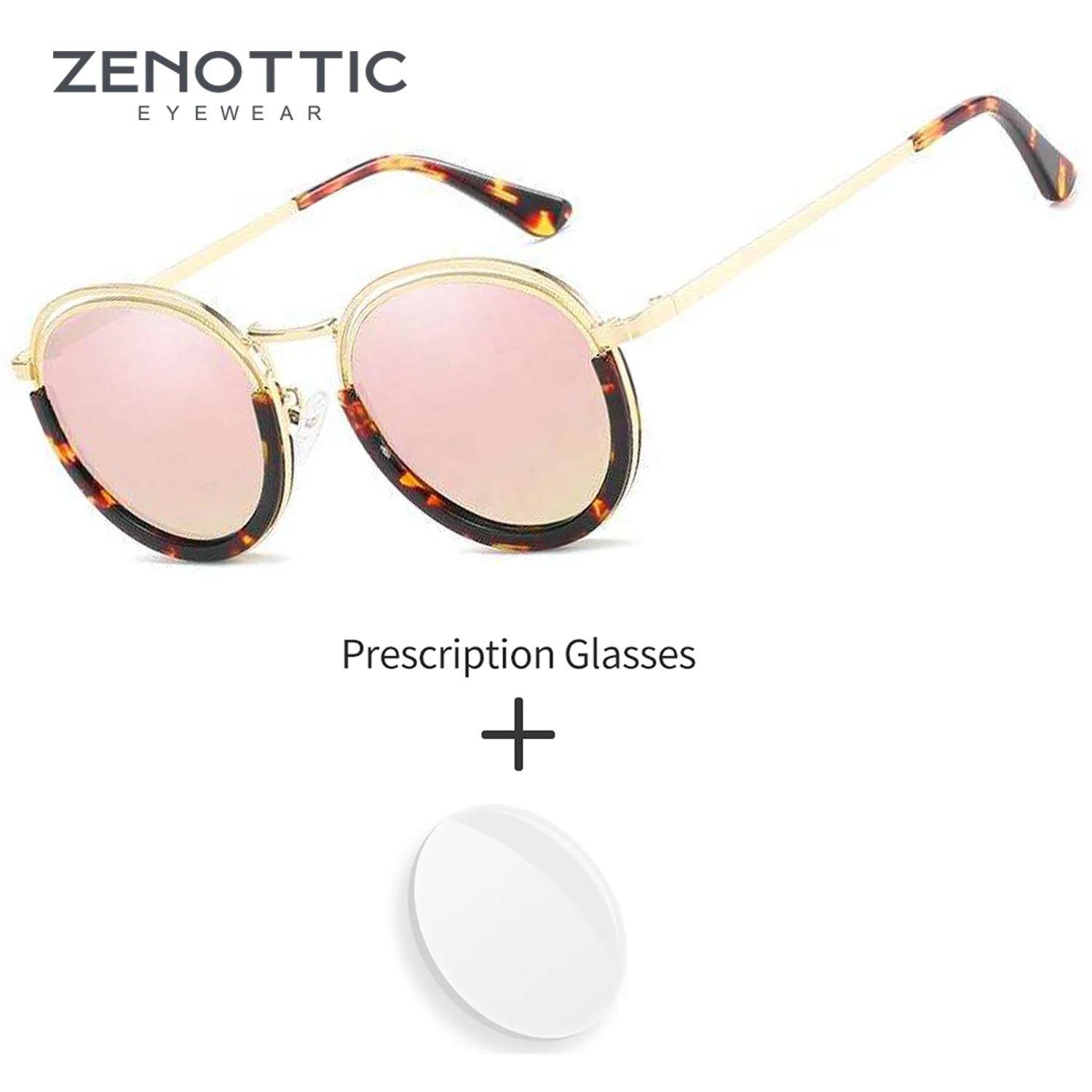 

ZENOTTIC Women Round Prescription Sunglasses Acetate Frame Polarized UV400 Lenses Sports Style Myopia Outdoor Driving And Travel