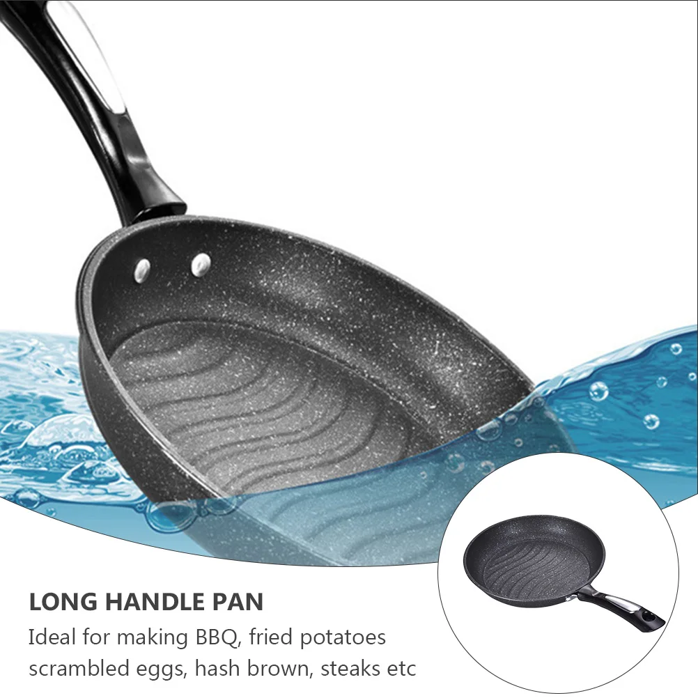 

1pc Nonstick Frying Pan Long Handle Kitchen Pan Gas Stove Induction Cooker BBQ Fried Potatoes Scrambled Eggs Brown